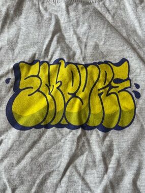 Empyre Gray Tee with Yellow and Navy Graffiti Logo